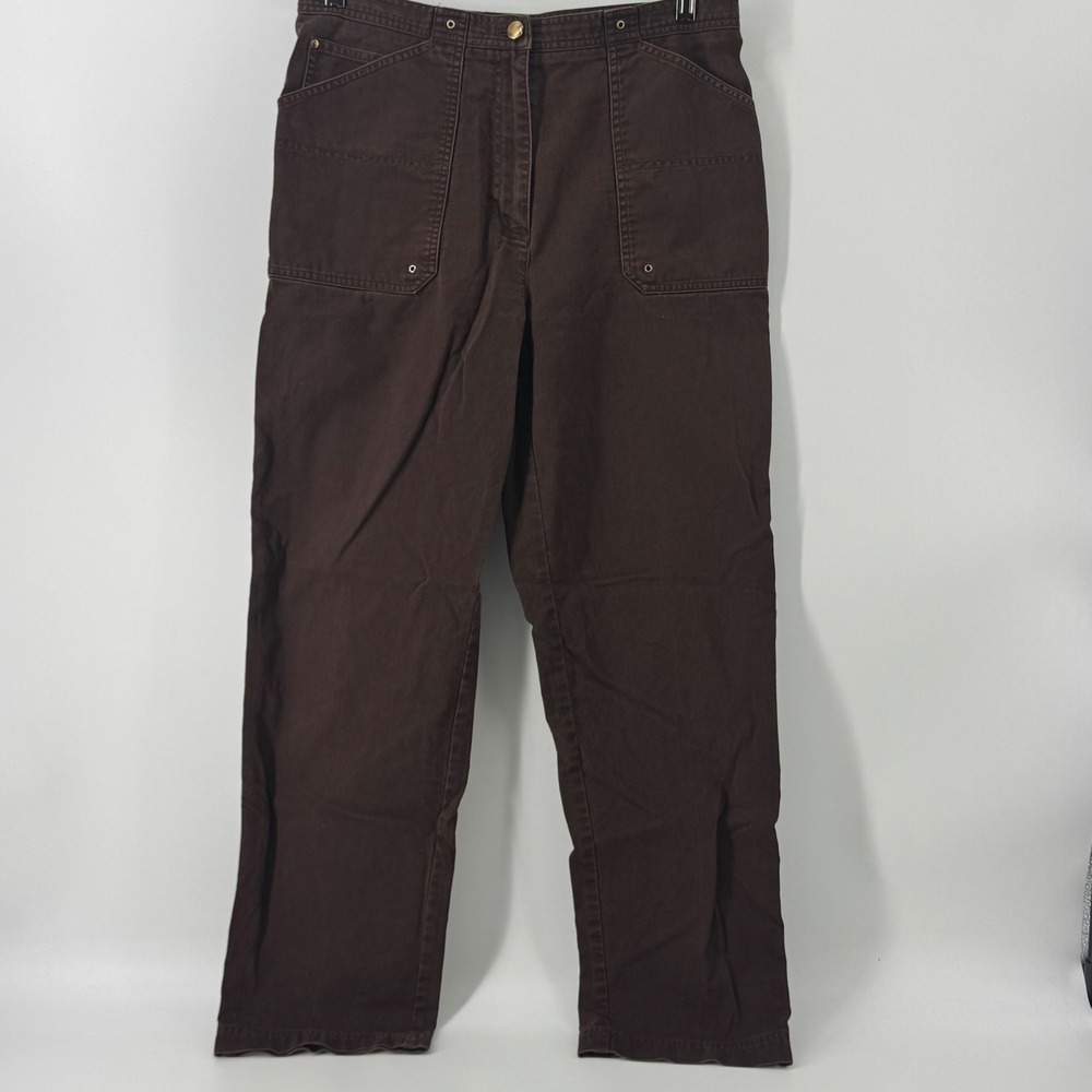 Lauren Ralph Lauren Brown Cotton Utility Carpenter Pants Straight Leg Size 12